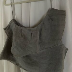 Zara Charcoal Linen Top